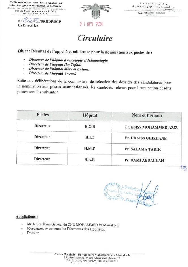 Circulaire resultat nomination directeurs 21112024