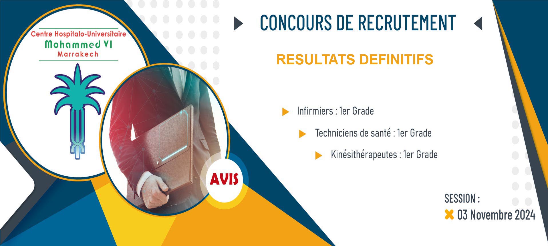 Résultats définitifs des concours de recrutement - Session 03 Novembre 2024