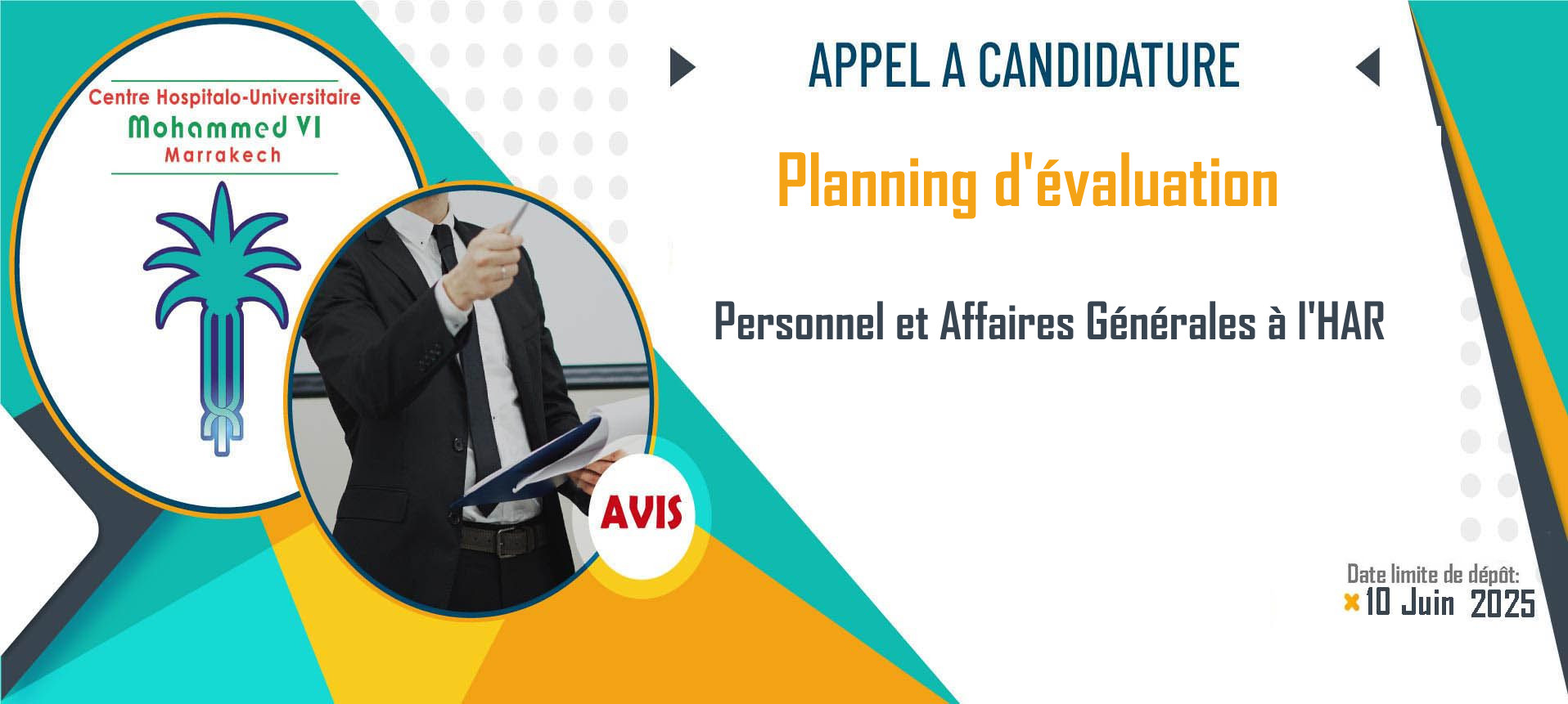 Planning d'évaluation des candidats postulants pour le poste de chef de service à l'HAR - 10 Juin 2025 