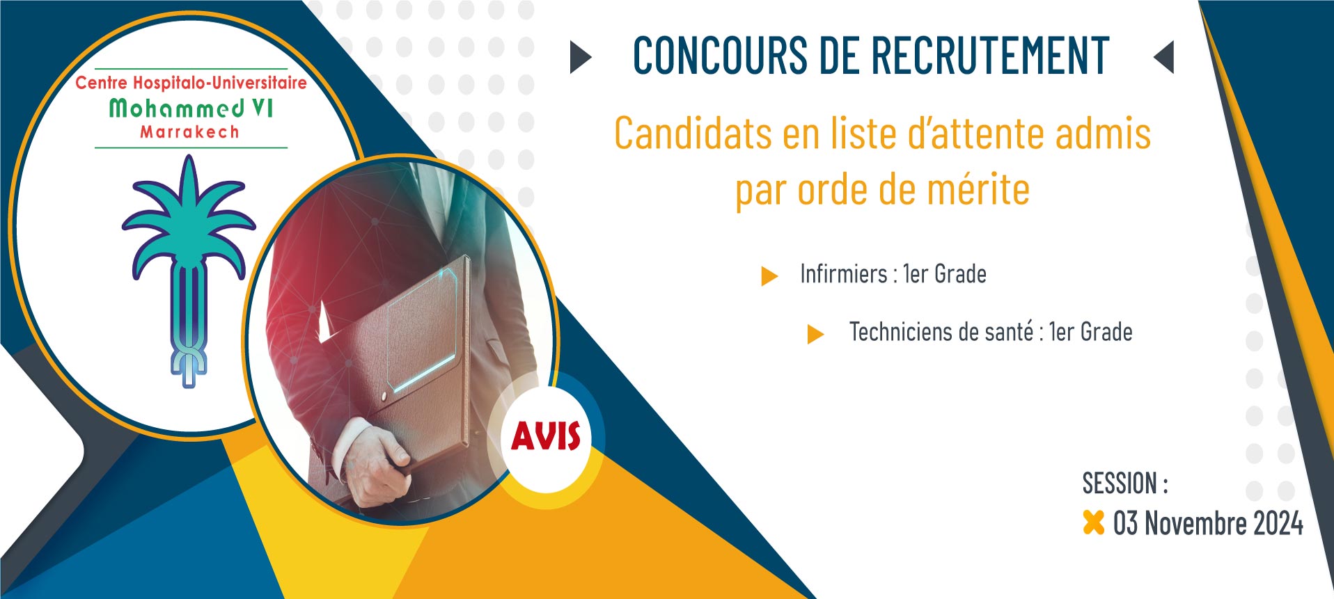 Candidats en liste d'attente admis par ordre de mérite dans le concours de recrutement - Session 03 Novembre 2024